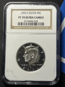 2002-S Silver 50c Kennedy Half Dollar NGC PF70 Ultra Cameo NOT CLAD - Picture 1 of 3