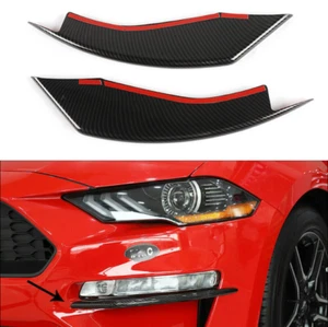 Pair Carbon Fiber ABS Front Fog Light Lamp Cover Trim For Ford Mustang 2018-2020 - Picture 1 of 9