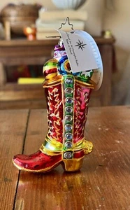 RARE Christopher Radko “Dallas Dude” 20th Anniversary Cowboy Boot Ornament - Picture 1 of 7