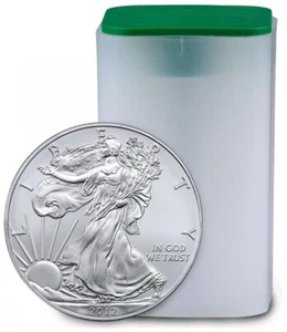 2012 American Silver Eagle Coin 1 oz - 1 Tube - Twenty 20 BU Coins in Mint Tube - Picture 1 of 4