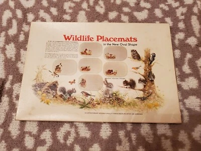 Juego de 6 manteles individuales vintage Bright Of America Wildlife en caja original ovalados Foto 1 de 4