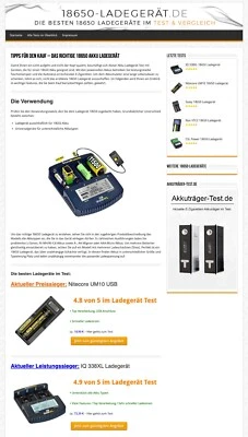 Affiliate Webprojekt / Website Verkauf (Inkl. Domain) Marketing Akku Ladegeräte - Bild 1 von 2