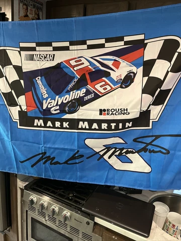 NASCAR Vintage 3'x5' MARK MARTIN Roush Cummins Valvoline Ford #6 Race Car Flag Cover