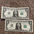 Federal Note $1 One Dollar Bill Miss Cut X 2 Bills 2017A