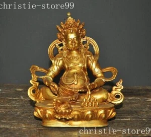 Antiguo templo budista tibetano de 8" estatua de Buda de bronce amarillo dorado de Jambhala - Imagen 1 de 10