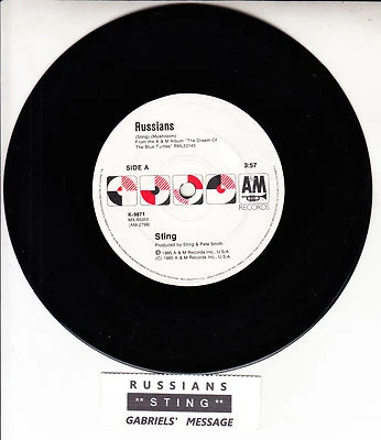STING  Russians  7" 45 rpm vinyl record + juke box title strip - Image 1 of 2