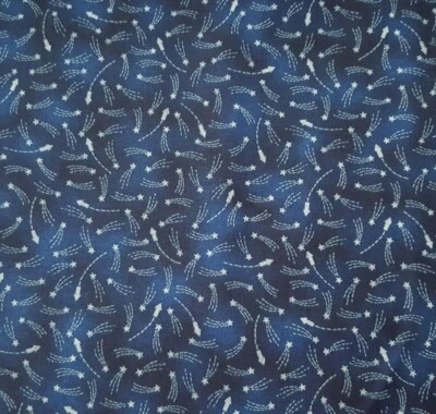 Rockets & Shooting Stars BTY Fabric Tradition Tonal Navy Blue Blender  - Image 1 of 3