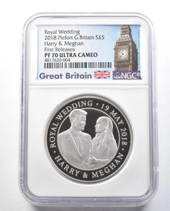 2018 Piefort Great Britain 5 Pound Silver Royal Wedding FR PF70 NGC *0453 - Picture 1 of 3