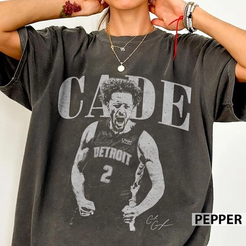 Cade Cunningham Basketball Detroit Pistons Charcoal Short Sleeve T shirt HN4714 - Image 1 of 1