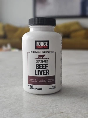 Force Factor Primal Origins cápsulas de fígado bovino alimentadas com grama 120 unidades EXP 04/2026 - Imagem 1 de 4