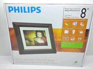 Philips Home Essentials Digital Photo Mahogany Frame 8" LED Panel AG - Picture 1 of 10
