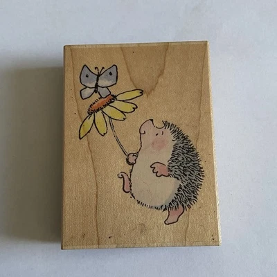 Sello de goma Penny negro compañero erizo margarita flor mariposa 3342J usado Foto 1 de 4