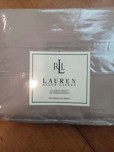 Ralph Lauren King Flaches Blatt Camel Braun Hellbraun Supima Baumwolle USA Aufkleber Rest - Bild 1 von 10