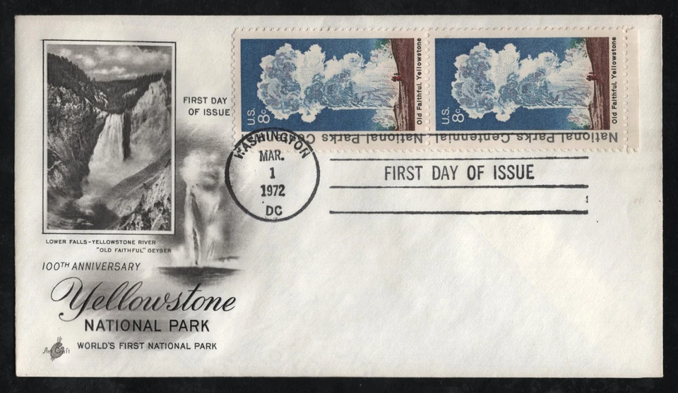 #1453 8c Old Faithful-Pair, Art Craft H/C **ANY 5=FREE SHIPPING** - Image 1 of 1