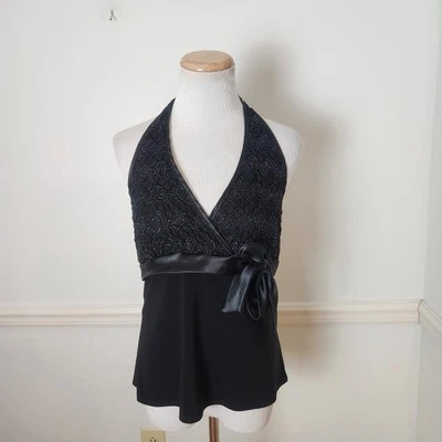 Camiseta sin mangas Y2K Dressbarn de colección talla mediana para mujer halter negra hada grunge caprichoso gótico Foto 1 de 4