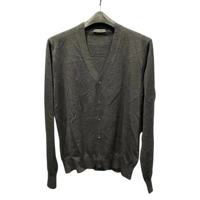 PRADA Virgin Wool Knit Cardigan Gray Men's Sweater - Image 1 of 4