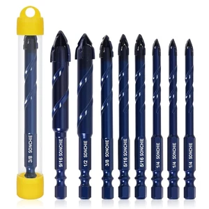 Upgraded SONCHIE Serrated Masonry Drill Bit Set - 1/4 to 9/16 Inch 8-Piece...  - Picture 1 of 7