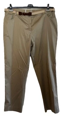 NWOT Marina Rinaldi Voyage MR 27 US 18 Cotton Gold Tan Elastic Leather Trim belt - Image 1 of 4