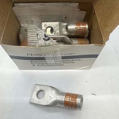 10 Penn-Union Blue 3/0S copper compression connectors 3/8 "hole - Image 1 of 3
