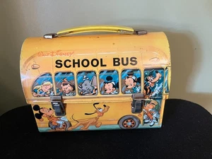 VINTAGE 1960s  DISNEY SCHOOL BUS TIN METAL LUNCH BOX, NO THERMOS - Picture 1 of 10