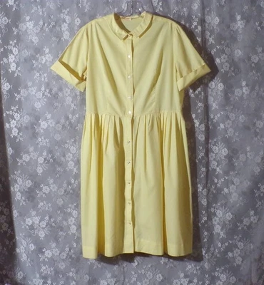 Vestido Vintage Años 60 Cintura Camisa Talla Grande Años 60 Retro Amarillo Algodón Rockabilly Foto 1 de 4
