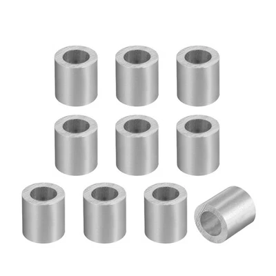 5,5mm fune acciaio inox ghiere alluminio maniche tono argento 10 pz - Immagine 1 di 4