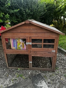 Hasen Kaninchen Stall Klein Tier Nager Hamster Käfig Haus Gehege Holz Hühnerstal - Bild 1 von 4