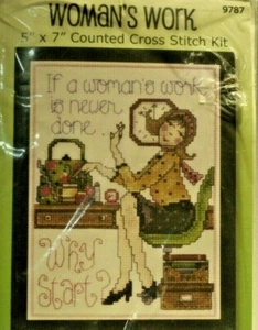Vtg Design Works Women's Work 5" x 7" Counted Cross Stitch Kit #9787 NIP - Picture 1 of 3