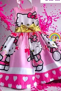 Girls Party Dress Princess Dress with Headband Size M (6/7) years "Hello Kitty" - Picture 1 of 7