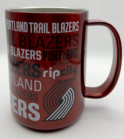 PORTLAND TRAIL BLAZERS COFFEE MUG CUP STAINLESS STEEL 15 oz. DOUBLE WALL Cover