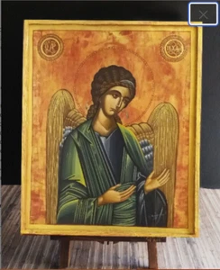 Archangel Michael hand painted Old icon, original handmade Greek Byzantine - Picture 1 of 5