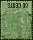 Mauritius 1878 50c on 1s Green SG90w 'Wmk Inverted' Fine Used Rare Unpriced b...