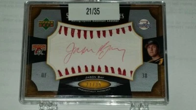 Jason Bay 2005 Upper Deck Sweet Spot automático #21 de 35 costuras rojas y tinta Foto 1 de 3