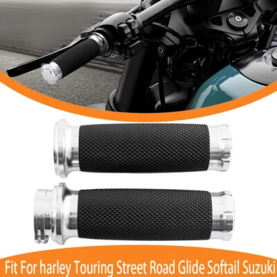 Empuñaduras de manillar cromadas de 1" para motocicleta para Harley Touring Electra Glide Foto 1 de 4