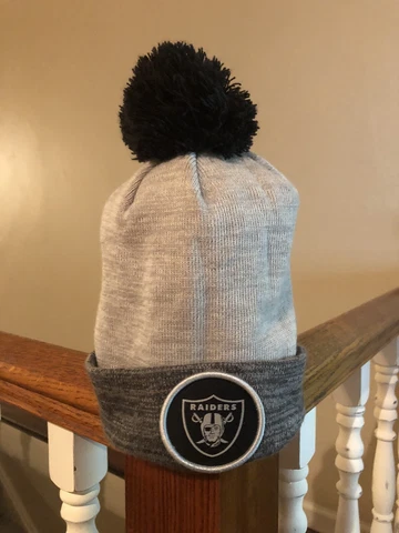 NFL Raiders Puff Ball Beanie - Gray / Black Cover