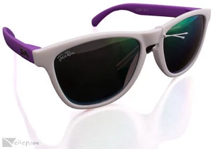 Designer Wayfare Style Sunglasses, Gradient Lens, White Frame w Purple Arm - Picture 1 of 2