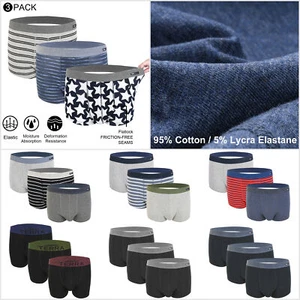 Lot 3 PACK Mens Boxer Briefs Trunks Shorts Underwear Cotton Stretch Size S-XL - Picture 1 of 39