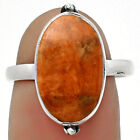 Natural Red Sponge Coral 925 Sterling Silver Ring s.7.5 Jewelry R-1199