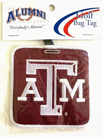 Texas A&M Aggies Golf Bag Tag Maroon Alumni Association 4x4 Embroidered NEW Cover