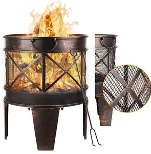 Feuerkorb Plum Ø45cm H58cm Feuerschale mit Schürhaken Garten Feuerstelle 500 °C - Bild 1 von 12