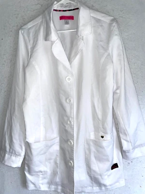KOI Betsey Johnson 3-Pocket 32" Margiold Lab Coat White sz L - Image 1 of 4
