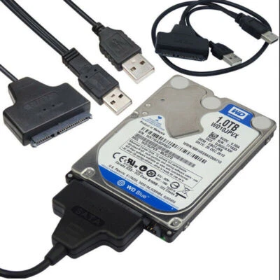 USB 2.0 to SATA Cable Data Transfer Hard Disk Drive SSD Adapter Connector Lead - Image 1 of 4