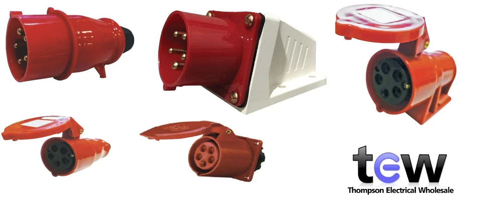 RED 415V 32AMP 5 PIN INDUSTRIAL PLUG & SOCKETS IP44 3 PHASE 3P+N+E Commando - Image 1 of 1