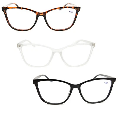 FADS & FASHIONS Cat Eye Chic Lesebrille stilvoll Retro 1950/60er Metallscharniere 3 Farben DX63