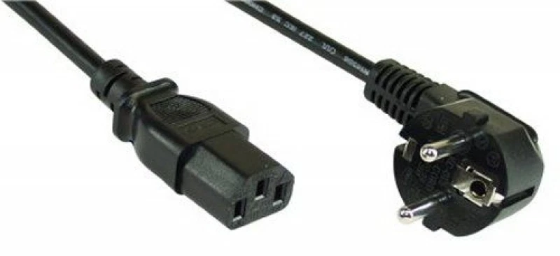 Kaltgeräte-Kabel [Schuko-Stecker gewinkelt - C13-Buchse gerade]  5,0m schwarz - Bild 1 von 1