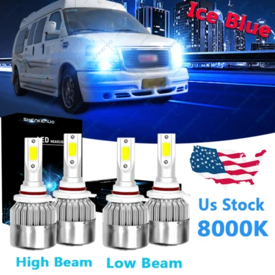 For GMC Savana 2500 1996-2015 Ice Blue LED Headlight High Low Beam Bulbs Combo - Image 1 of 4