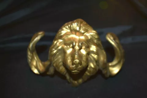 Antique Victorian LION Ornate Bronze? Decorative Plaque Part Hardware Cover
