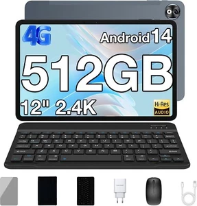 DOOGEE T40 PRO Tablet 12 Zoll, Android 14 Tablet PC, 20GB+512GB 10800mAh 4G LTE - Bild 1 von 8