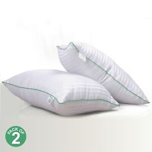 Luxury Pillows & Cushion Set Satin Stripe Microfibre Filled Ultra Soft Pack of 2