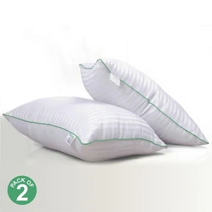 Luxury Pillows & Cushion Set Satin Stripe Microfibre Filled Ultra Soft Pack of 2 - Picture 1 of 12